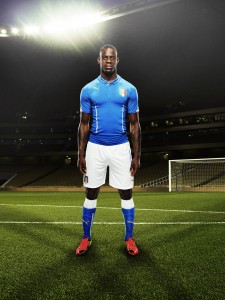 Mario Balotelli in the 2014 Italy Home Kit that features PUMA's PWR ACTV Technology